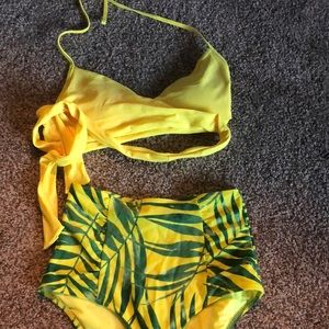 Yellow high waist bikini